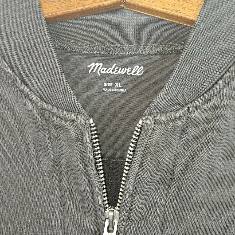 Men's Madewell Gray Zip Up Cotton Sweater Size XL